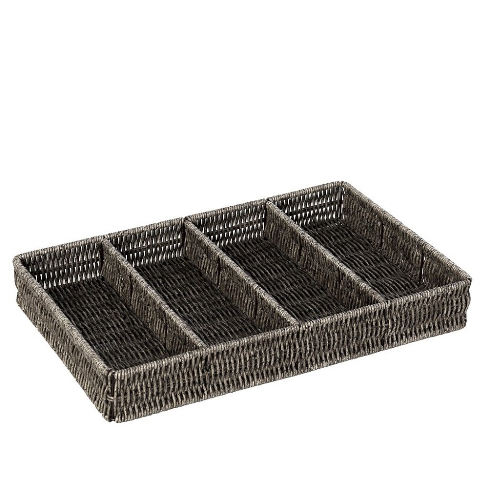 ΔΙΣΚΟΣ ΜΕ ΔΙΑΧΩΡΙΣΤΙΚΑ SYNTH. RATTAN ΓΚΡΙ 40Χ26Χ5,5ΕΚ