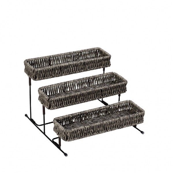 ΔΙΣΚΟΣ 3 ΕΠΙΠΕΔΩΝ SYNTH. RATTAN ΓΚΡΙ 25Χ25Χ16ΕΚ