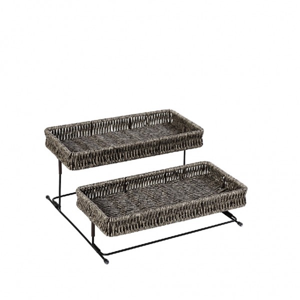 ΔΙΣΚΟΣ 2 ΕΠΙΠΕΔΩΝ SYNTH. RATTAN ΓΚΡΙ 28Χ28Χ13ΕΚ