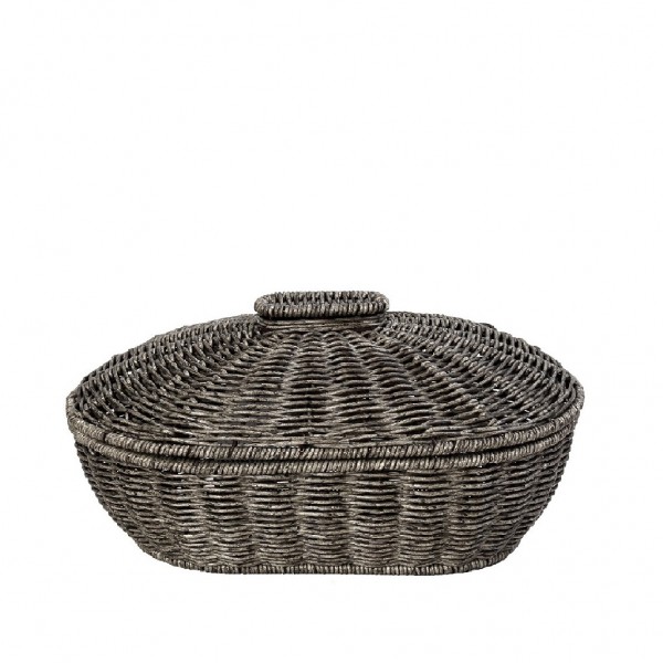 ΚΑΛΑΘΙ ΟΒΑΛ ΜΕ ΚΑΠ. SYNTH. RATTAN ΓΚΡΙ 33Χ22Χ15ΕΚ