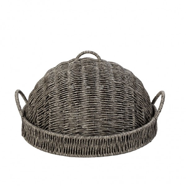 ΔΙΣΚΟΣ ΣΤΡΟΓΓ. ΜΕ ΚΑΠ. SYNTH. RATTAN ΓΚΡΙ 32Χ32Χ17ΕΚ