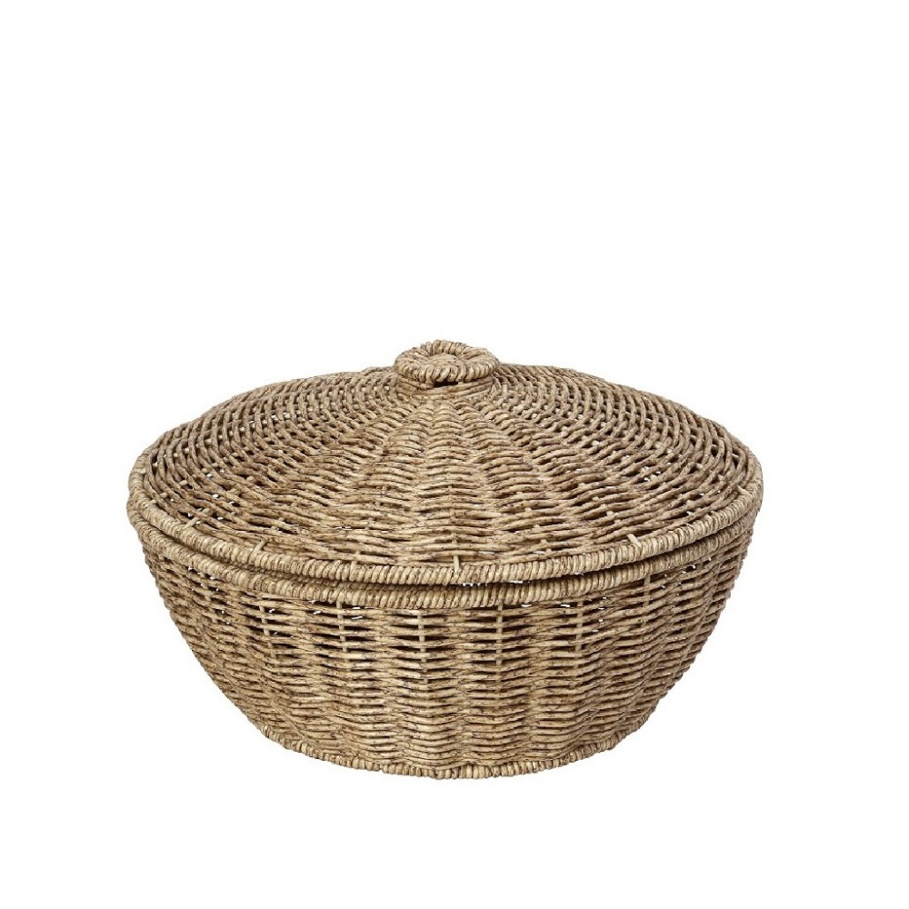 ΚΑΛΑΘΙ ΣΤΡΟΓΓ. ΜΕ ΚΑΠ. SYNTH. RATTAN ΜΠΕΖ 23Χ23Χ15ΕΚ