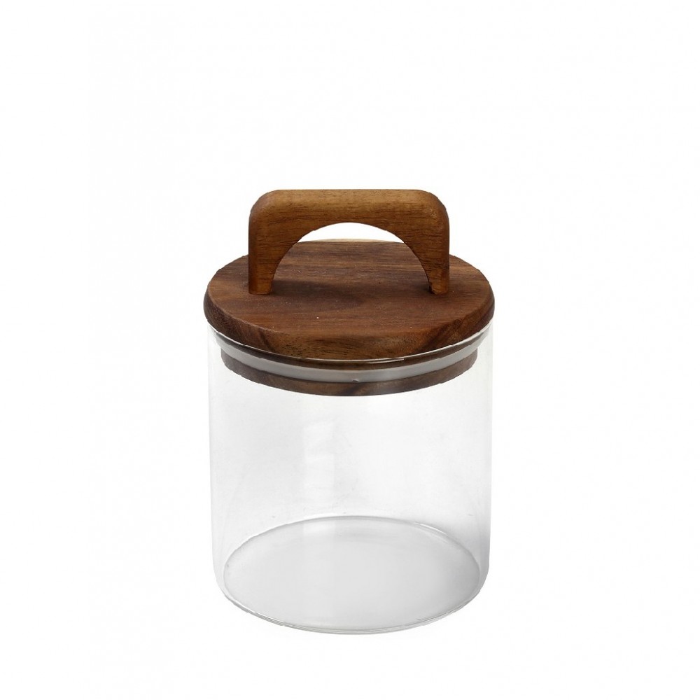 ΓΥΑΛΙΝΟ ΔΟΧΕΙΟ ΜΕ ΚΑΠΑΚΙ ΑΚΑΚΙΑΣ 550ML 10X14,5EK