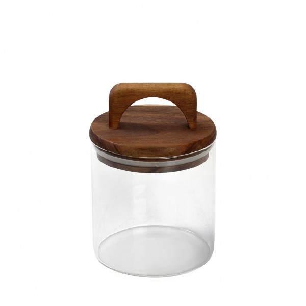 ΓΥΑΛΙΝΟ ΔΟΧΕΙΟ ΜΕ ΚΑΠΑΚΙ ΑΚΑΚΙΑΣ 550ML 10X14,5EK