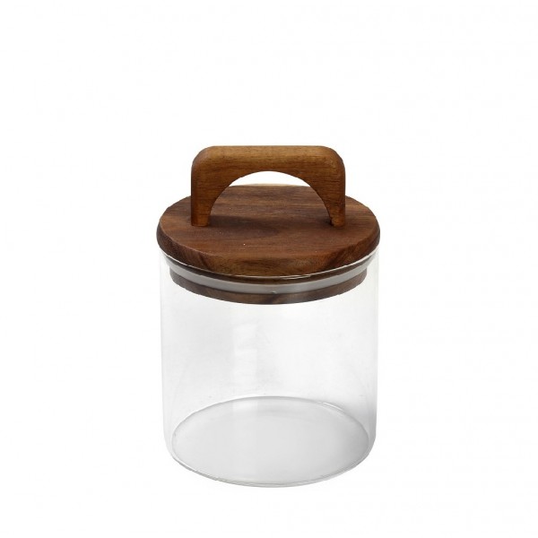ΓΥΑΛΙΝΟ ΔΟΧΕΙΟ ΜΕ ΚΑΠΑΚΙ ΑΚΑΚΙΑΣ 550ML 10X14,5EK