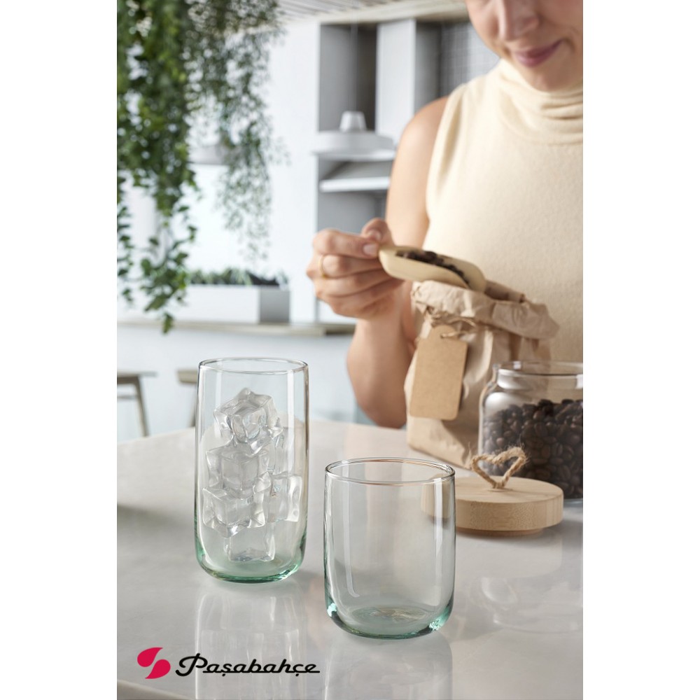 DIS. AWARE ICONIC WATER 280ML MADE OF REC. GLASS H:8,85 D:7CM P/1632 GB4.OB24…