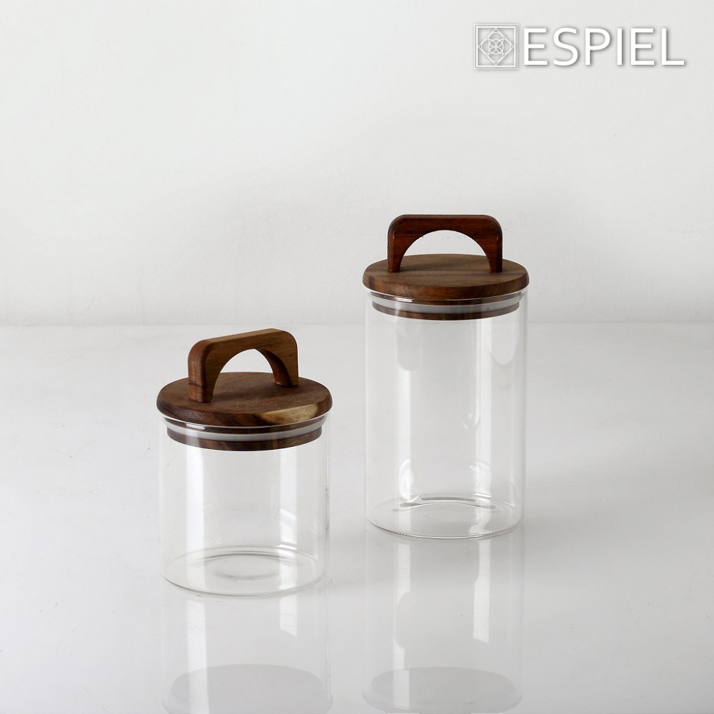 ΓΥΑΛΙΝΟ ΔΟΧΕΙΟ ΜΕ ΚΑΠΑΚΙ ΑΚΑΚΙΑΣ 950ML 10X19,5EK