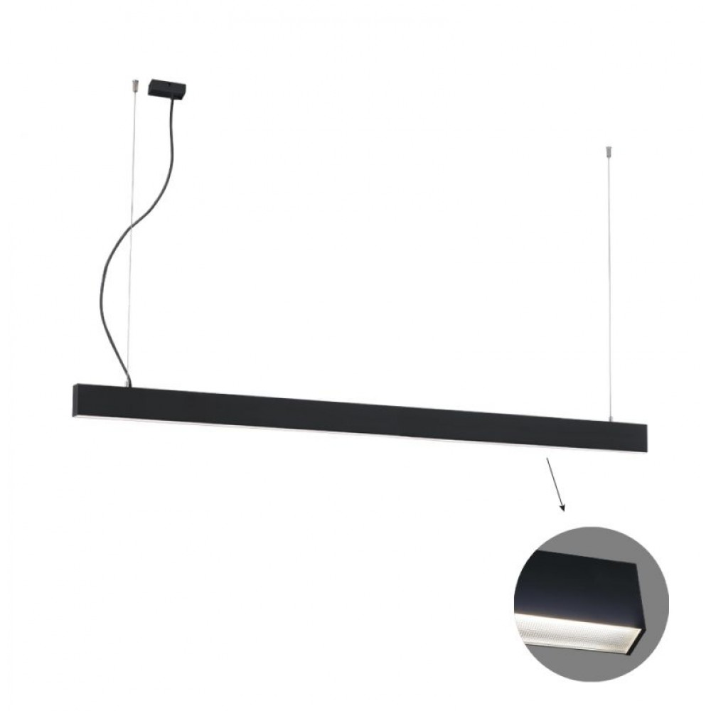 3916-00282-4-B-M-D3- VIOKEF -Γραμμικό Κρεμαστό L2820 4000K Μαύρο Microprismatic Dim. Ciba